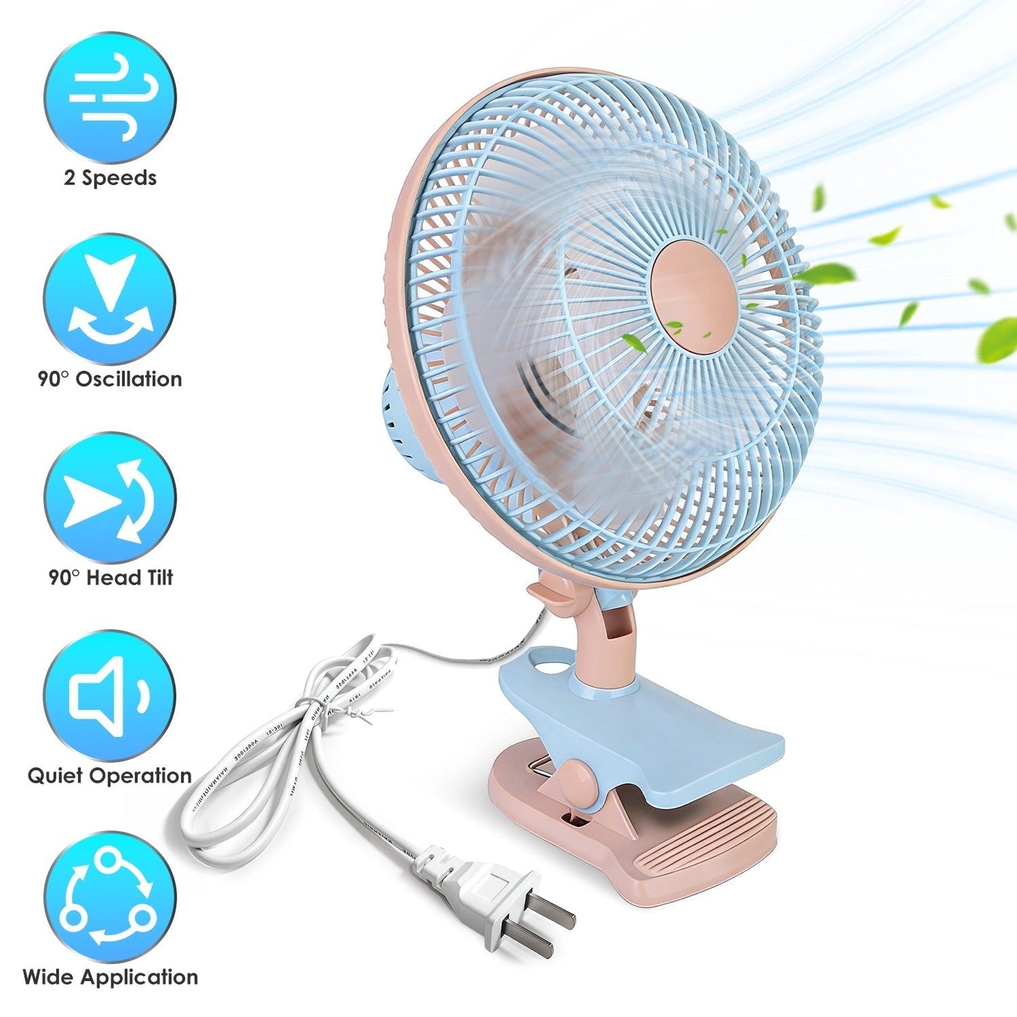 Clip-On Oscillating Desk & Bed Fan